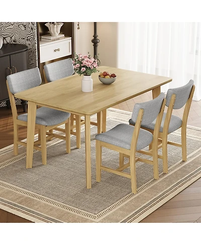 Streamdale Furniture Rustic 5-Piece Dining Set Solid Wood Table and 4 Upholstered Chairs