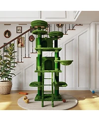 6thdruple 70.87" Multi-Level Cat House Tree, Gray Large Tower with Condos, Hammock, Perches, Sisal Scratching