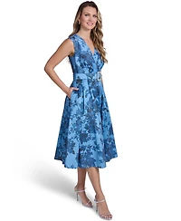 Jessica Howard Women's Sleeveless Printed Midi Dress