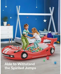 Qpau Inflatable Toddler Travel Bed with Sides, Portable Toddler Air Mattress for Camping and Travel, Hand Pump Included