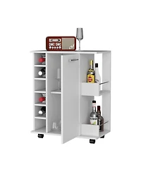 Flynama Woodland Bar Cart with Casters, Wine Rack and Open Shelf, Rolling Serving Cart