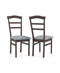 Gouun Farmhouse Linen Upholstered Dining Chairs Set of 2, Rubber Wood Frame