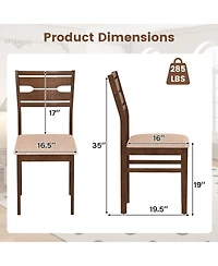 Gouun Padded Dining Chairs Set of 2 with Rubber Wood Frame and Polyester Cushion