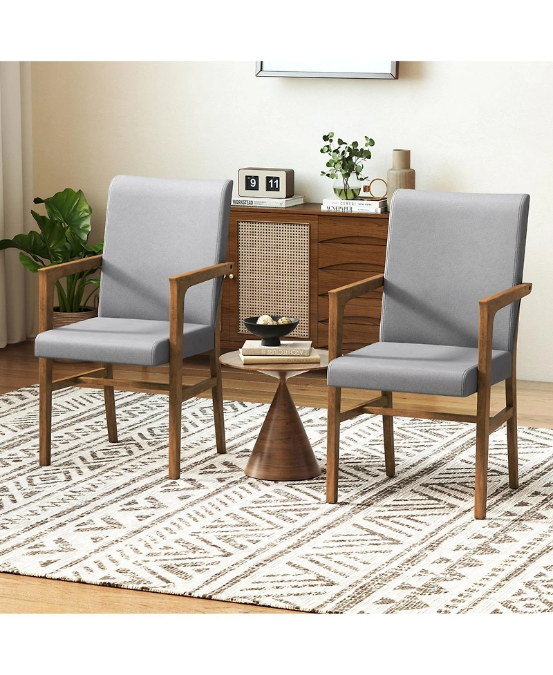 Gouun High-Back Upholstered Accent Chairs Set of 2 with Solid Wood Frame