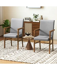 Gouun High-Back Upholstered Accent Chairs Set of 2 with Solid Wood Frame