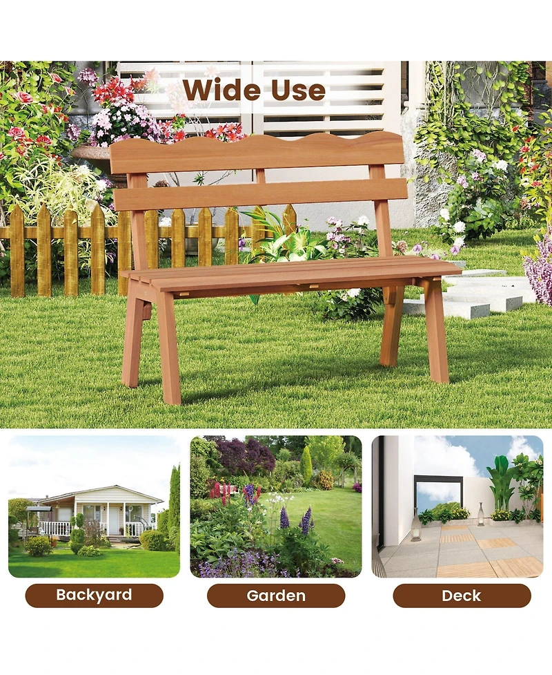 Sugift Outdoor Acacia Wood Garden Bench with Heavy Duty Capacity