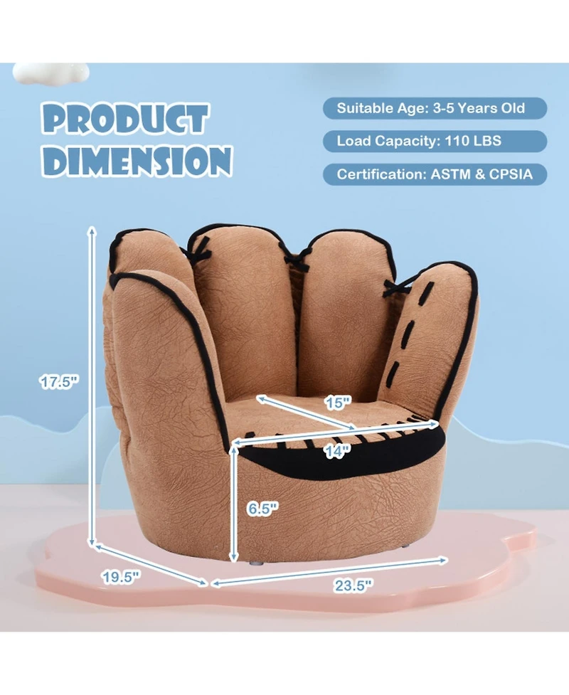 Gouun Baseball Glove Shaped Kids Upholstered Sofa Chair