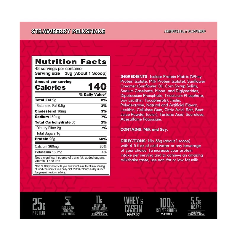 Bsn Syntha-6 Isolate Protein Powder Drink Mix, Strawberry Milkshake, 4.02 lbs 1.82 kg