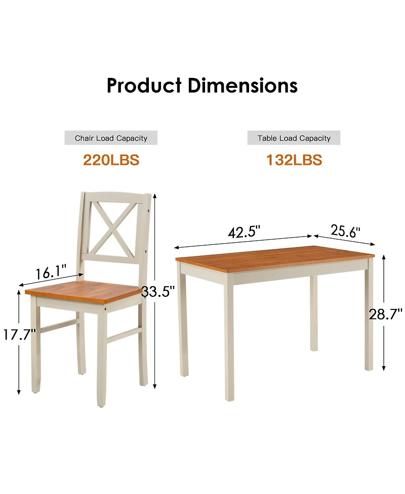 Streamdale Furniture 5-Piece Solid Rubberwood Kitchen Dining Sets