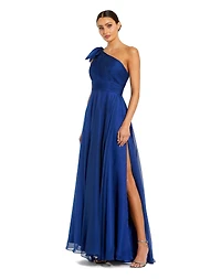 Mac Duggal Petite Pleated One Shoulder Chiffon Gown