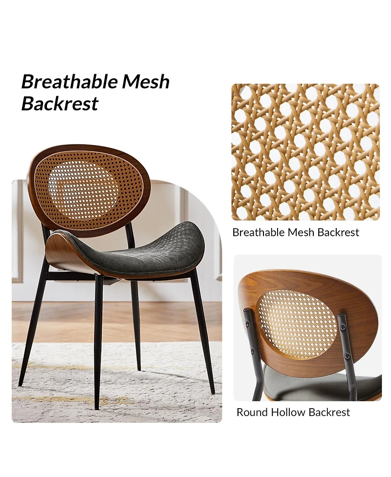 Hulala Home Pateley Mid-Century Modern Rattan Dinning Chair