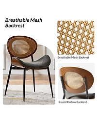 Hulala Home Pateley Mid-Century Modern Rattan Dinning Chair