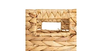 Household Essentials Natural Water Hyacinth and Paper Basket with Stripes, Natural and Black