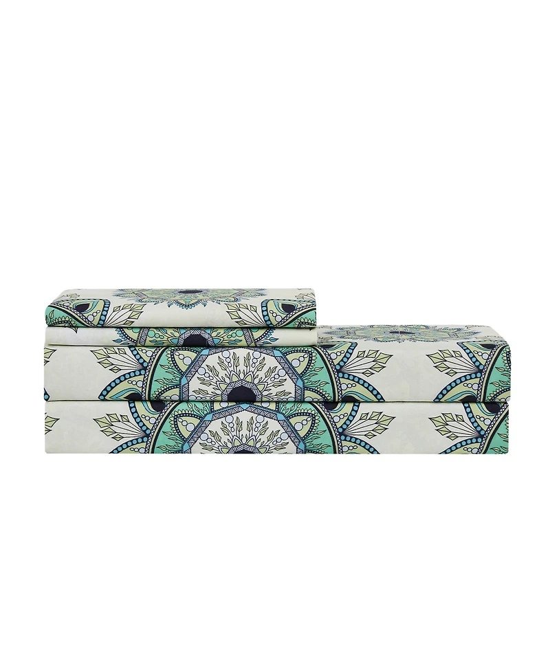 Sweet Home Collection Printed Double Brushed 1500-Thread Count Soft Microfiber -Pc. Sheet Set