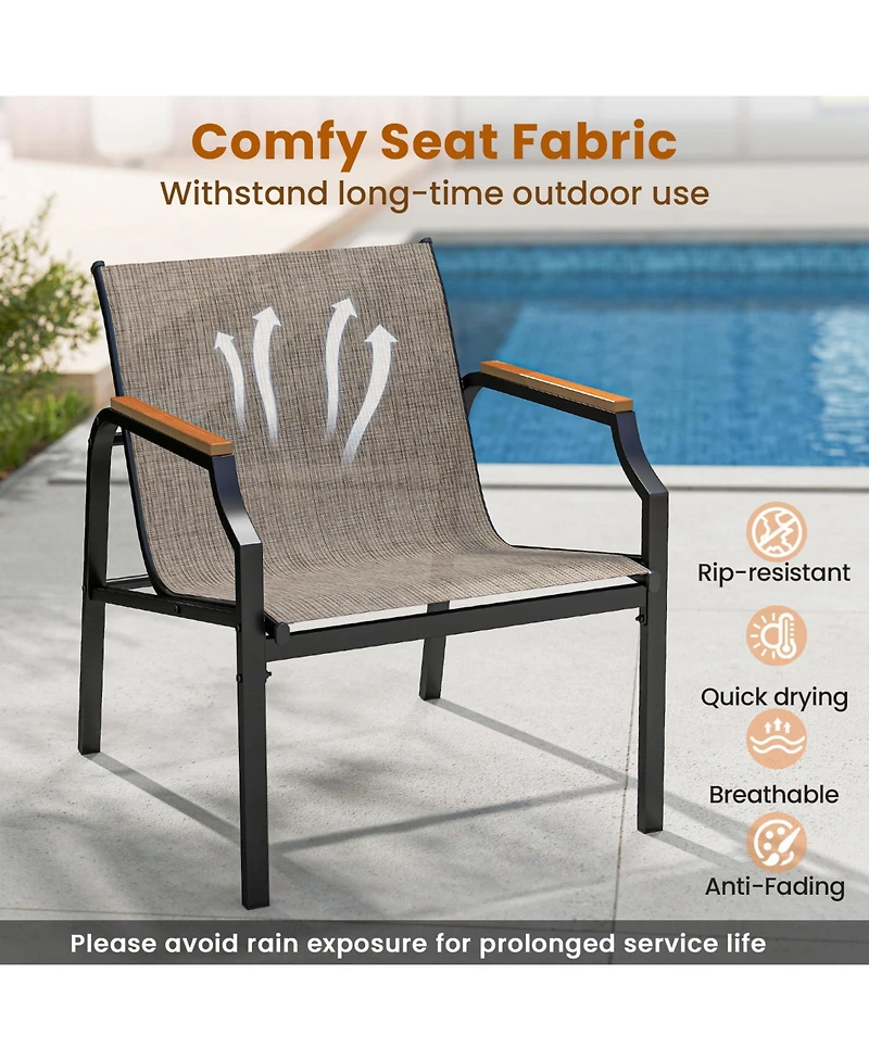 Sugift 3 Piece Outdoor Chair Set with Breathable Fabric Seat and Armrest