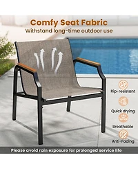 Sugift 3 Piece Outdoor Chair Set with Breathable Fabric Seat and Armrest