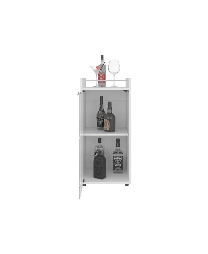 Flynama Minibar Cabinet with 2 Doors, Open Shelf and Compact Design