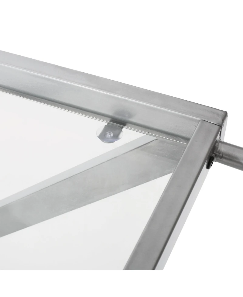 Flynama Modern Iron and Tempered Glass Bar Cart with Z-Frame, Locking Rolling Casters