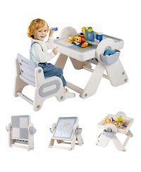 Gouun 6-in-1 Multi-Activity Children Table and Chair Set with Folding Art
