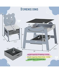 Gouun 5-in-1 Toddler Table and 2 Chairs with Reversible Chalkboard Whiteboard