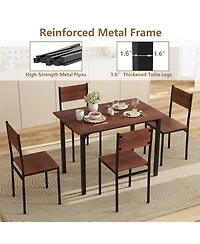 Gouun Industrial 5-Piece Dining Set with Mdf Table and 4 Chairs for Small Space