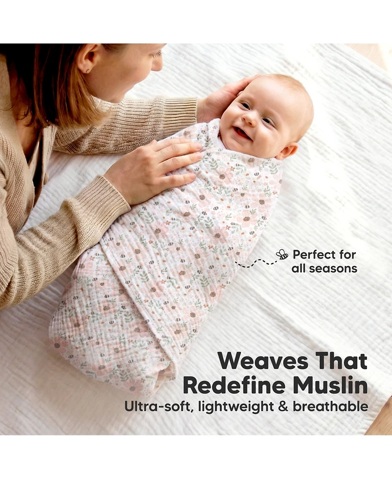 KeaBabies 3-Pack Lyra Muslin Swaddle Blankets for Newborns, Large Cotton Nursery Baby Blankets, Soft & Breathable