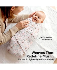 KeaBabies 3-Pack Lyra Muslin Swaddle Blankets for Newborns, Large Cotton Nursery Baby Blankets, Soft & Breathable