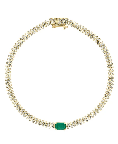 Lali Jewels Emerald (1/2 ct. t.w.) and Diamond (1-1/3 ct. t.w.) Bracelet in 14k Yellow Gold