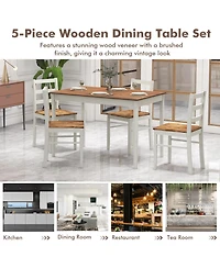 Sugift Five Piece Wooden Dining Set with Table and Four Chairs