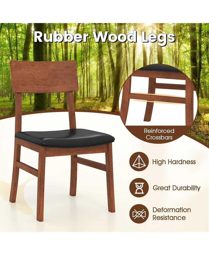 Sugift Dining Chairs Set of 2 with Rubber Wood Legs and Faux Leather Upholstered Seat