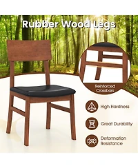 Sugift Dining Chairs Set of 2 with Rubber Wood Legs and Faux Leather Upholstered Seat
