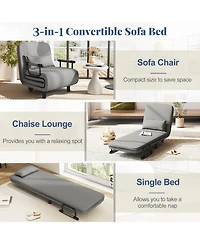 Sugift 3-in-1 Convertible Sofa Bed with 5-Position Adjustable Backrest and Lumbar Pillow