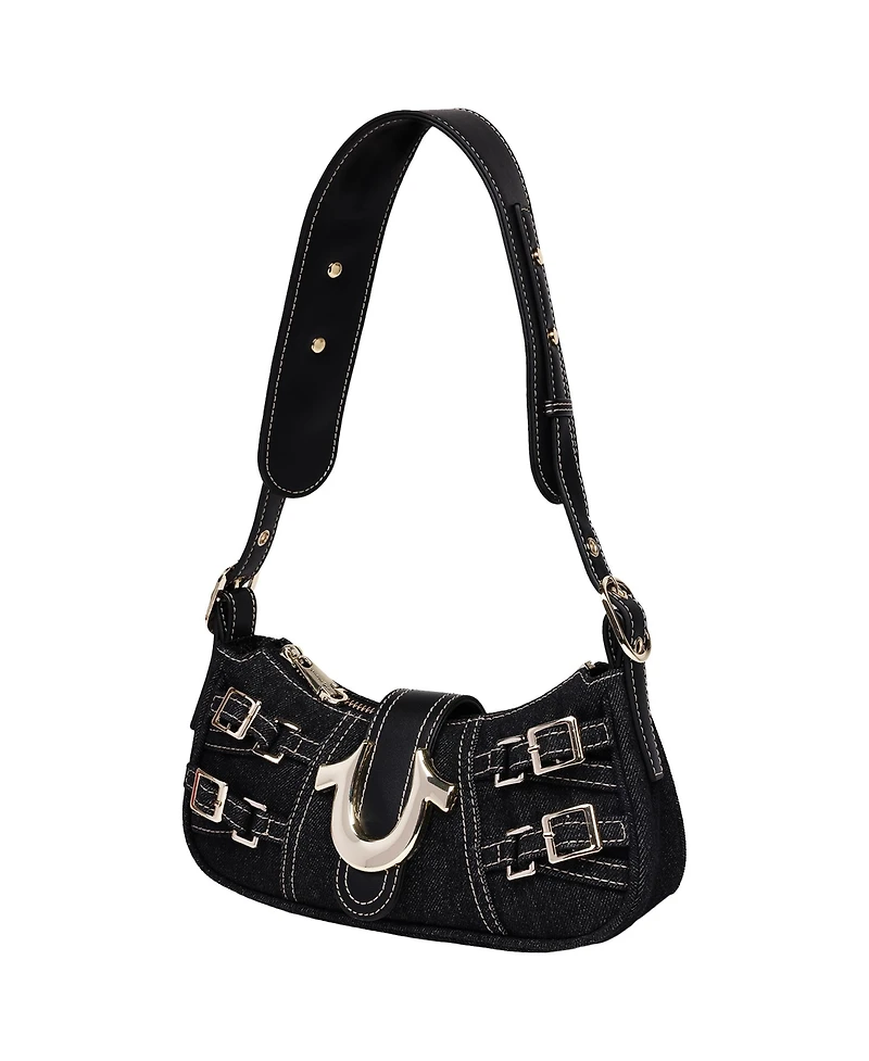 True Religion Multi Strap Denim Shoulder Bag