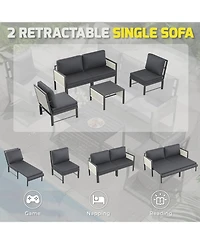 Aecojoy Aluminum Patio Furniture Set 5/4 Seats Outdoor Sectional Couch with Coffee Central Table