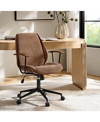 Hulala Home Oswina 37.75"H Modern Tilting Upholstered Solid Wood Office Chair with Bent
