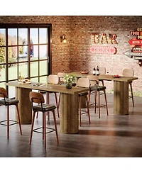 Tribesigns 70.86" High Top Pub Table, Rustic Farmhouse Counter Height Table with Cylindrical Legs for Home Bar Kitchen Dining