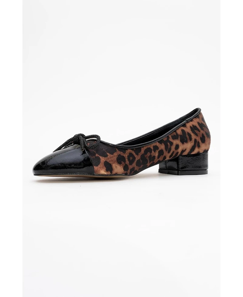 Prologue Shoes Women's Julien Bow Detail Block Heel Flat