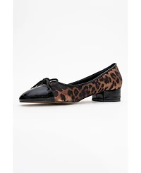 Prologue Shoes Women's Julien Bow Detail Block Heel Flat