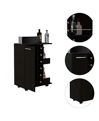 Flynama Bar Cart with 2 External Shelves, 6 Wine Racks and 1 Cabinet