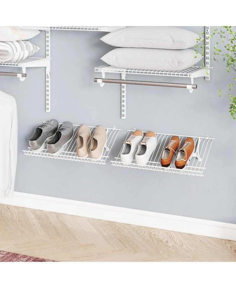 Gouun Set of 2 Wall-Mounted Metal Wire Shoe Shelves with Edge Protection