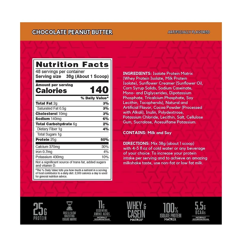 Bsn Syntha-6 Isolate Protein Powder, With Whey Protein Isolate, Milk Protein Isolate, Chocolate Peanut Butter, 48 Servings