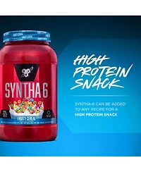 Bsn Syntha-6 Premium Protein Powder with 6g of Fiber, Whey Protein, Micellar Casein, Milk Protein Isolate Blend, 5g Fat, Fruity Cereal, 28 Servings