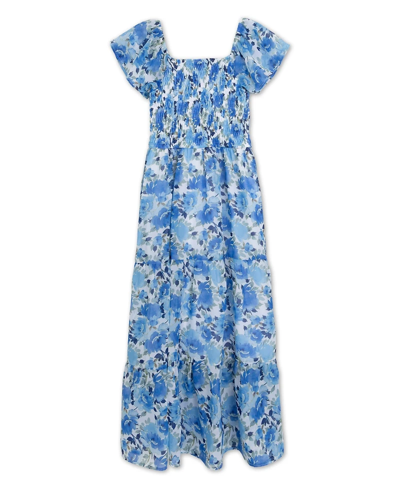 Speechless Girls' 7-16 Maxi Ruffle Square Neck Dress with Bag