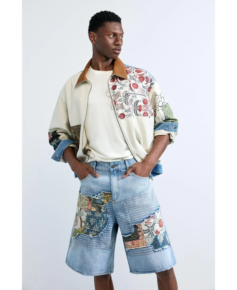 Desigual Men's Denim bermuda patches