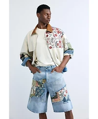 Desigual Men's Denim bermuda patches