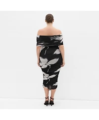 City Chic Women's Dana Mesh Blur Print Dress