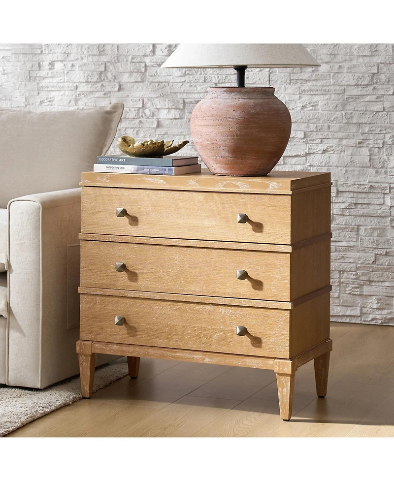 Hulala Home Taesan Transitional 28'' W 3-Drawer End Table with Charging Station