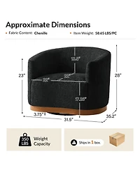 Hulala Home Berklie 31.5"W Modern Boucle Chenille Swivel Barrel Armchair with Ergonomic Backrest