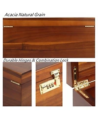 Yigii Large Wooden Storage Box with Adjustable Tray Removable Divider Keepsake Organizer for Trinkets Photos Gifts