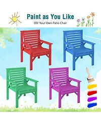 Gymax 2 Pcs Fir Wood Chair Dining Inclined Backrest Backyard Patio